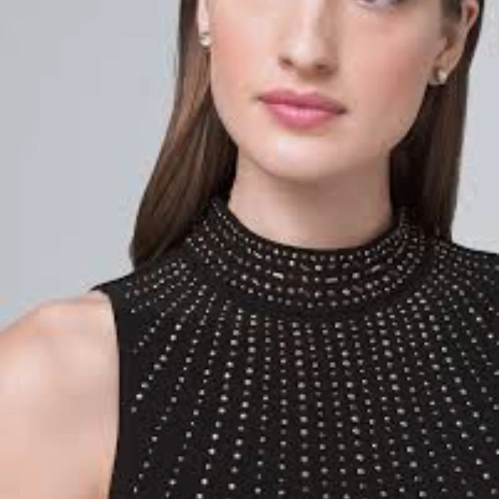 WHBM Black Embellished Shift Dress in sz small EUC - Picture 4 of 8